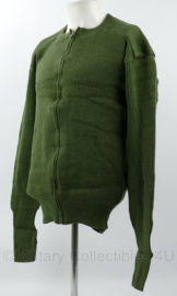 Zweedse leder strickjacke met rits Groen- maat 6 = Medium - nieuwstaat - origineel