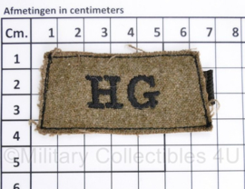 Wo2 Britse HG WW2 Home Guard HG Cloth Shoulder title badge flash enkel - origineel