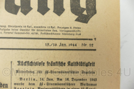 WO2 Duitse krant Frankische Tageszeitung nr. 12 15/16 januari 1944 - 47 x 32 cm - origineel