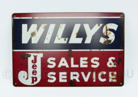 Metalen plaat Willys Jeep Sales & Service Willys MB  - 30 x 20 cm.