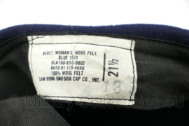US Army beret woman's wool felt blue - maat 21 1/2 - origineel