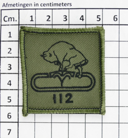 KL Nederlandse leger 112 PAGNCIE 112 Pantsergeniecompagnie borstembleem - met klittenband - 5 x 5 cm - origineel