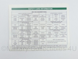 US Army ITAM Soldier's Card form Sustainable Range Awareness and Safety - 14 x 11 cm - origineel