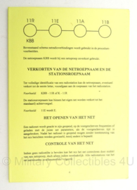 KL Nederlandse leger instructiekaart memorandum voor radiotelefonie - IK 11-7 - druk 10 - origineel