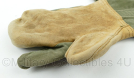 US Army Mittens Shells cotton, leather Palm and Thumb trigger finger Olive Green 1963 - maat Medium - gedragen - origineel
