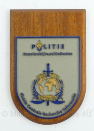 Nederlandse Politie Korps Landelijke Politiediensten divisie Centrale Recherche Informatie wandbord - 12 x 1,5 x 18 cm - origineel