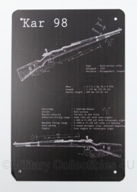 Metalen plaat WO2 Duits K98 geweer - 30 x 20 cm