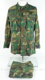 US Army BDU jacket and trouser - POPLIN Woodland - vroege versie 1980 ripstof - matching set - maat S/regular - origineel