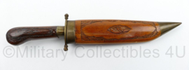 Vintage handgemaakte jachtdolk messing met hout met schede - lengte 28 cm - origineel