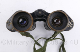 WO1 Britse 1913 No. 2 Prismatic MK3 Binocular verrekijker met lederen draagtas - 18 x 8,5 x 14 cm - origineel