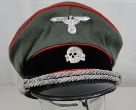 Waffen SS Artillerie officiers semi crusher schirmmütze gabardine met rode bies - maat 57 t/m 60 cm