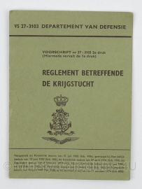 Handboek Reglement Betreffende De Krijgstucht VS 27-3103 - origineel