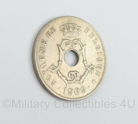 Belgische 25 cent munt 1909 - diameter 2,5 cm - origineel