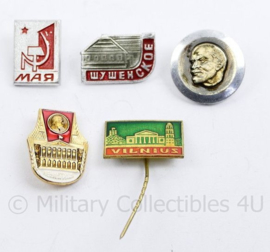 Russische USSR spelden set met Lenin - set van 5 stuks - origineel