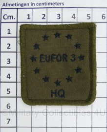 Defensie EUFOR 3 HQ borstembleem - met klittenband - 5 x 5 cm - origineel