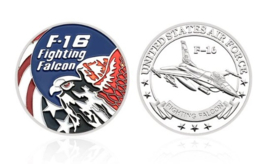 USAF United States Air Force F-16 Fighting Falcon coin - 4 cm diameter