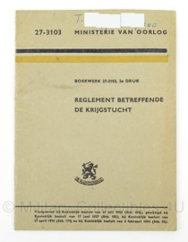 MVO handboek Reglement betreffende de Krijgstucht 1954 - boekwerk 27/3103 - 11 x 15,5 cm - origineel