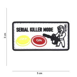 Embleem 3D PVC met klittenband - Serial Killer Mode On Off - 5 x 3 cm