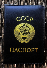 Russische CCCP USSR Passport paspoort hoesje - Zwart met gouden opdruk  - 14 x 10 cm