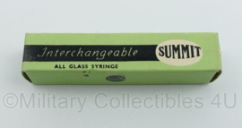 Britse Summit All Glass Syringe met doosje  - glazen spuit - 12 x 3 cm - origineel