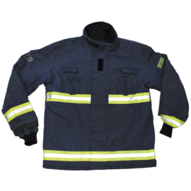 Nederlandse nieuw model brandweerjas VDP Pyrotec donkerblauw met gele reflectie - Medium tm. XXL - origineel