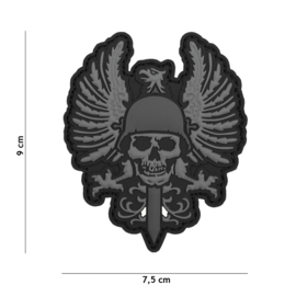 Embleem 3D PVC met klittenband - Skull & Eagle 7,5 x 9  cm.