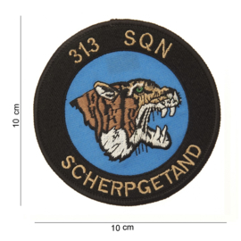 Embleem stof Luchtmacht 313 Squadron Scherpgetand 10 cm. diameter