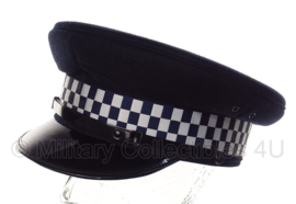 Politie platte pet - zonder insigne  -  Donkerblauw, grof wol, doorzichtige voering - maat 56, 57 of 58 cm - origineel