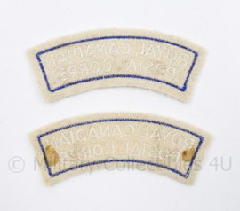 WO2 canadees paar shoulder Titles Royal Canadian postal Corps - 11 x 3 cm - origineel