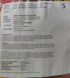 1 doos met 8 zakken Nederlandse leger 24uurs rantsoenen Maaltijd zak 24 Hour Operationeel Rantsoen W(Pouch) + Warm Weer module - 8 verschillende menu's! - +/- 4900 kcal - Best Before November 2025