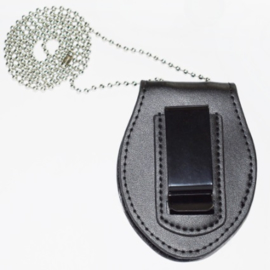 Brevet houder ID houder met halsketting - zwart leder - nieuw gemaakt