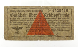 WO2 Duits Gutschein uber 1 Reichspfennig kriegsgefangenen Lagergeld - origineel
