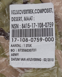 KL Nederlandse leger M95 helmovertrek Desert - model 2010 - nieuw in de verpakking - maat Large - origineel
