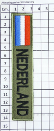 Naamlint Nederland met landsvlag - met klittenband - groen - 14 x 3 cm - nieuw gemaakt