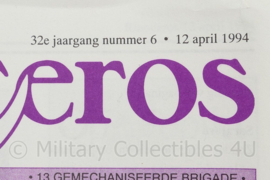 Rinoceros 13 Gemechaniseerde Brigade krantje 12 april 1994 - 30 x 21 cm - origineel