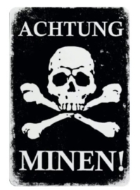 Metalen plaat ACHTUNG MINEN! - 30 x 20 cm.