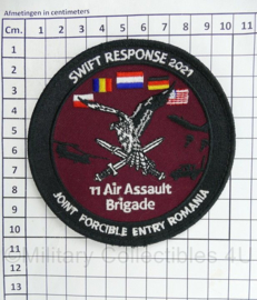 KL Nederlandse leger LUMBL 11 Air Assault Brigade Swift Response 2021 Joint Forcible Entry Romania embleem met klittenband - diameter 10 cm - origineel