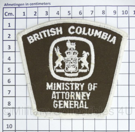 Embleem Canadese British Columbia Ministry of Attorney General - 10 x 8,5 cm - origineel