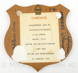 KM Koninklijke Marine wandbord Artillerieschool - 15½ x 15½ x 1½ cm - origineel