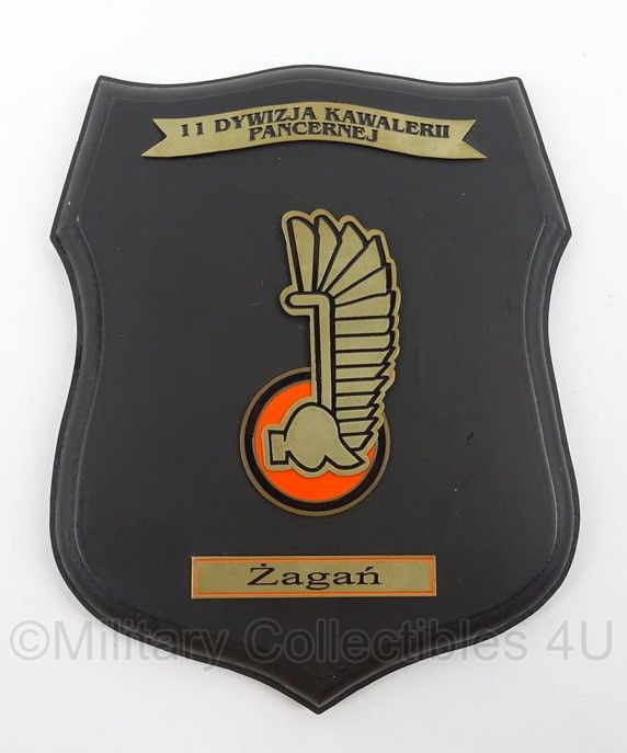 Poolse leger wandbord 11 Gepantserde Cavaleriedivisie Zagan - afmeting 14 x 17 cm - origineel