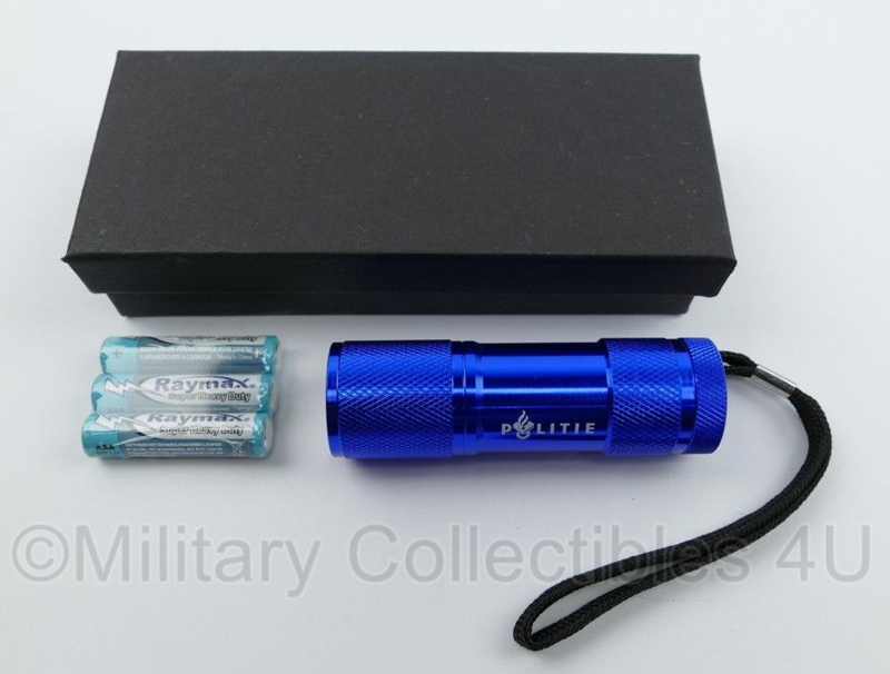 Een deel Intuïtie Smaak Nederlandse Politie zaklamp in doosje - blauw - 8,5 x 2,5 cm - nieuw -  origineel | Lampen | Military Collectibles 4U