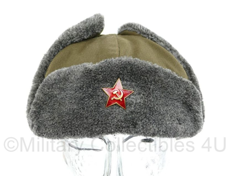 Russische bontmuts met rode ster - 56 - | | Military Collectibles
