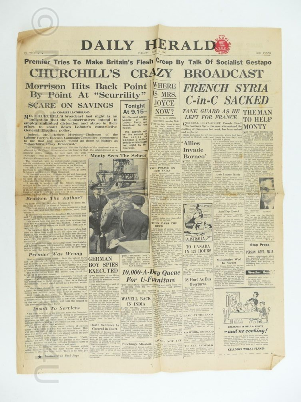 Daily Herald krant - June 5, 1945 - origineel