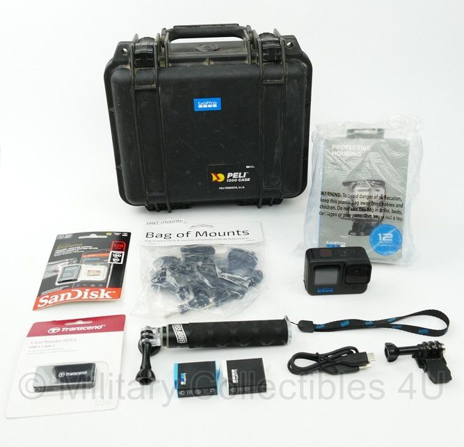 GoPro HERO10 Black volledige set in PELI 1300 case - 26 x 25 GoPro HERO10 Black volledige set in PELI 1300 case - 26 x 25