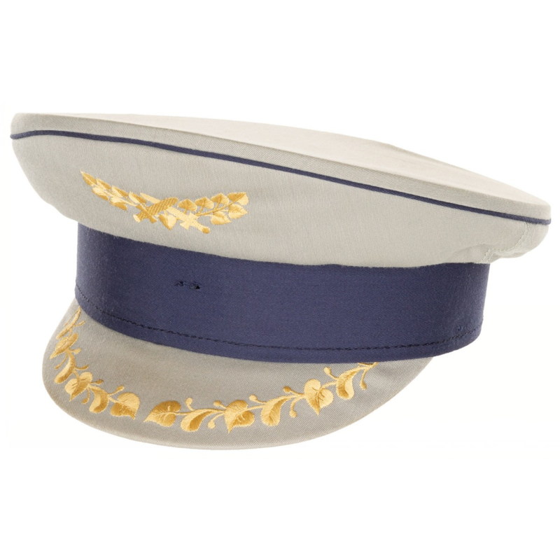 Militaire platte pet grijs met blauw en klepversiering - hoge officier meerdere maten - origineel | Platte Petten | Military Collectibles 4U