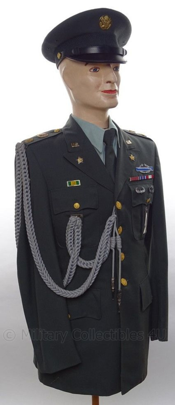 US Army Officier Major uniform SET jasje en pet - met originele insignes, medailles en schietkoord - maat - origineel | Uniformen overig & uitgaans | Military Collectibles 4U