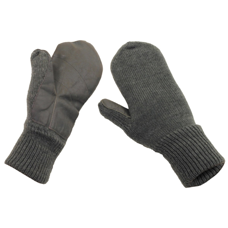 Zwitserse leger wollen winter handschoenen wanten met lederen handpalm - grijs - ongebruikt - maat 9 - origineel Handschoenen | Military Collectibles 4U