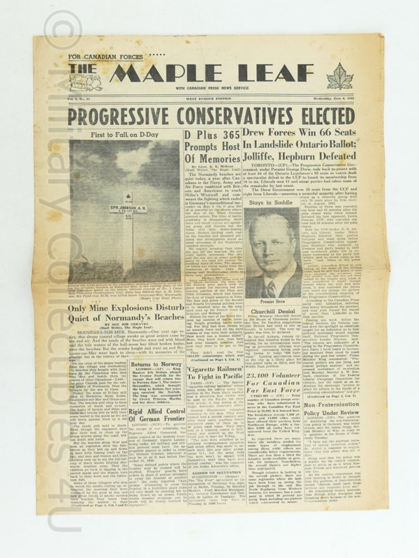 Krant Maple Leaf - June 6,  1945 -  origineel