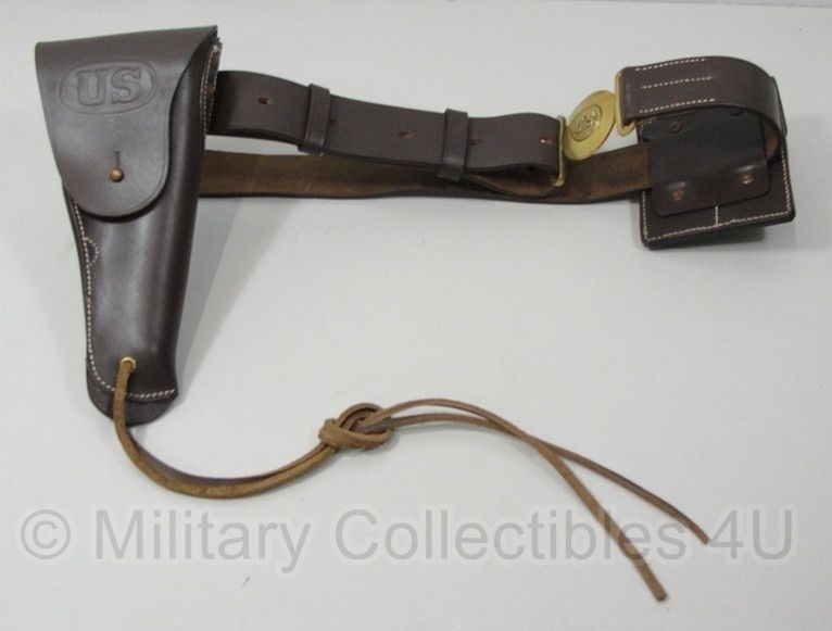 US M1912 Cavalry koppel met magazijntas en Colt holster - bruin leer