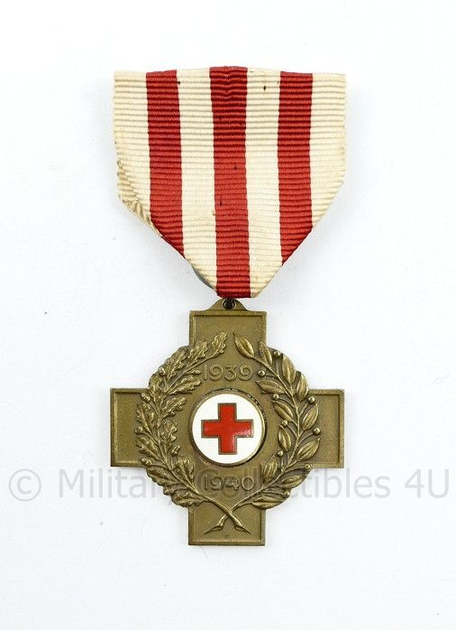 Nederlandse Rode Kruis herinneringskruis 1939-1940 - Maker Koninklijk Begeer Voorschoten -  8 x 4 cm - origineel